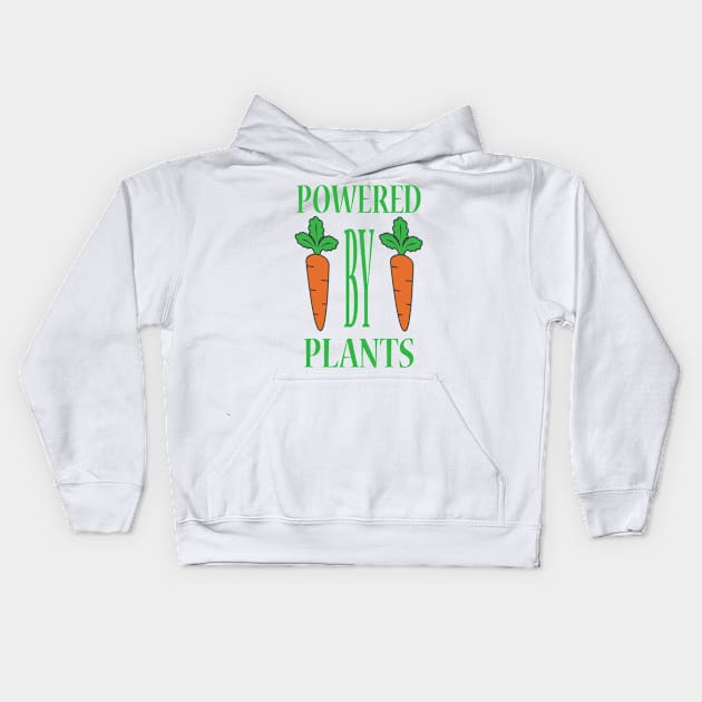 Powered By Plants Carrots Version Kids Hoodie by JevLavigne